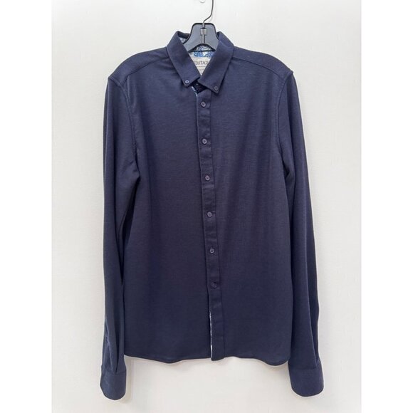 Heritage Report Collection Grey Shirt Slim Fit navy blue long sleeve size medium - Picture 1 of 4